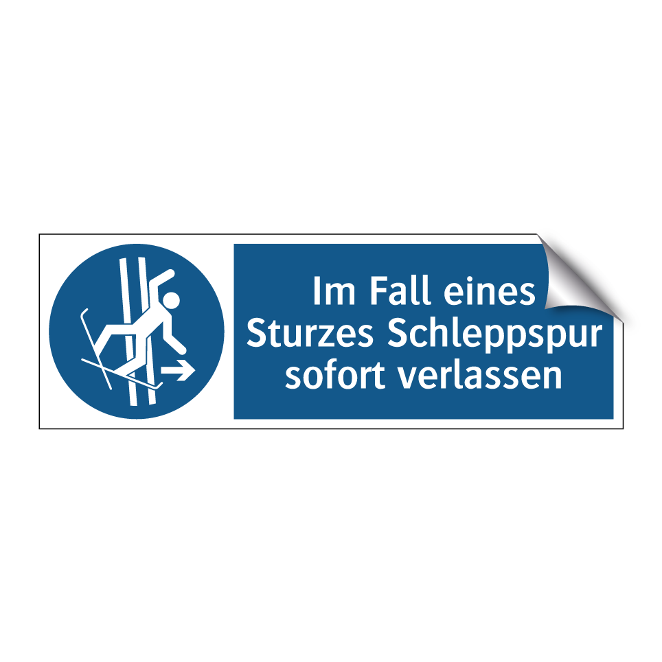 Im Fall eines Sturzes Schleppspur sofort verlassen