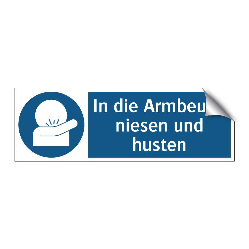 In die Armbeuge niesen und husten
