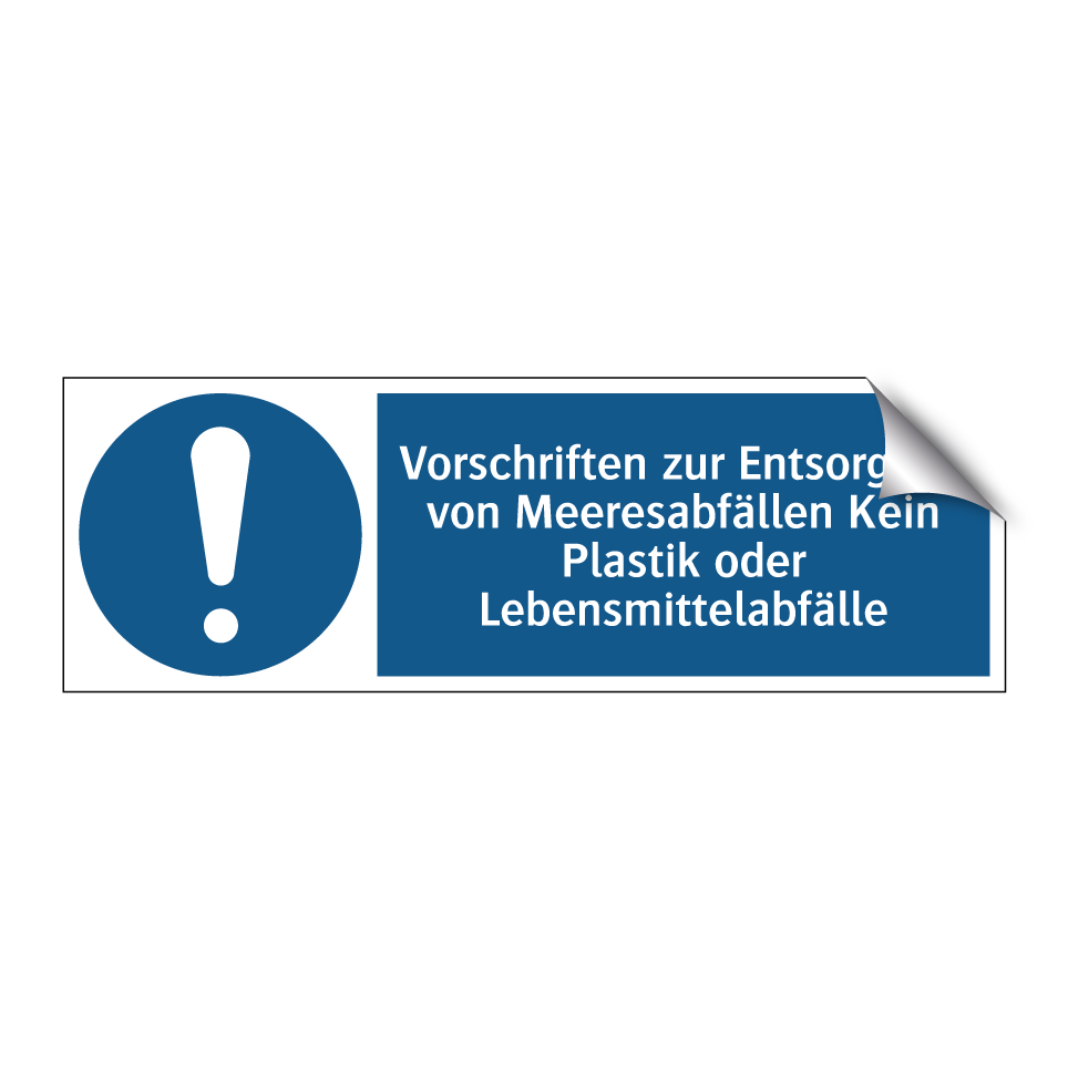 Vorschriften zur Entsorgung von Meeresabfällen Kein Plastik oder Lebensmittelabfälle