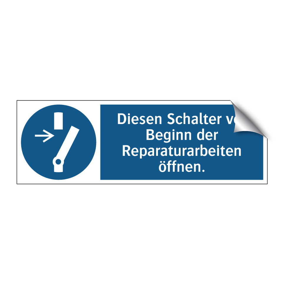 Diesen Schalter vor Beginn der Reparaturarbeiten öffnen.