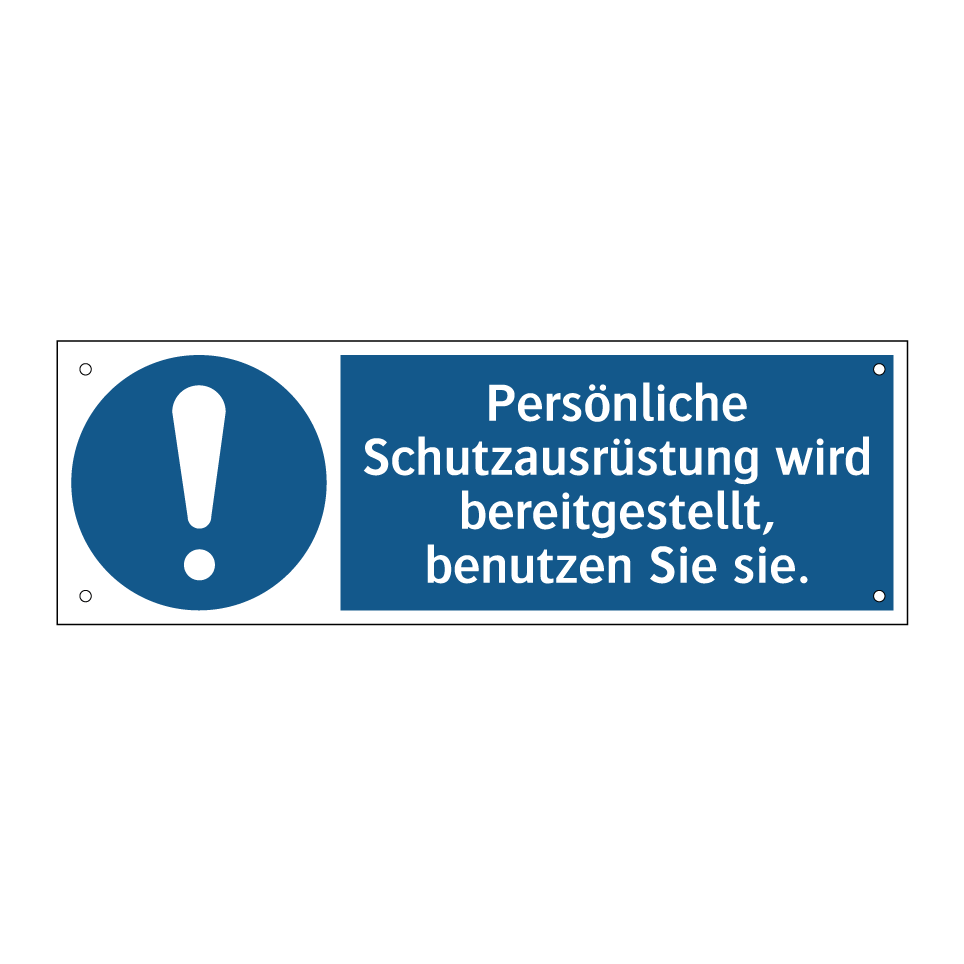 Persönliche Schutzausrüstung wird bereitgestellt, benutzen Sie sie.