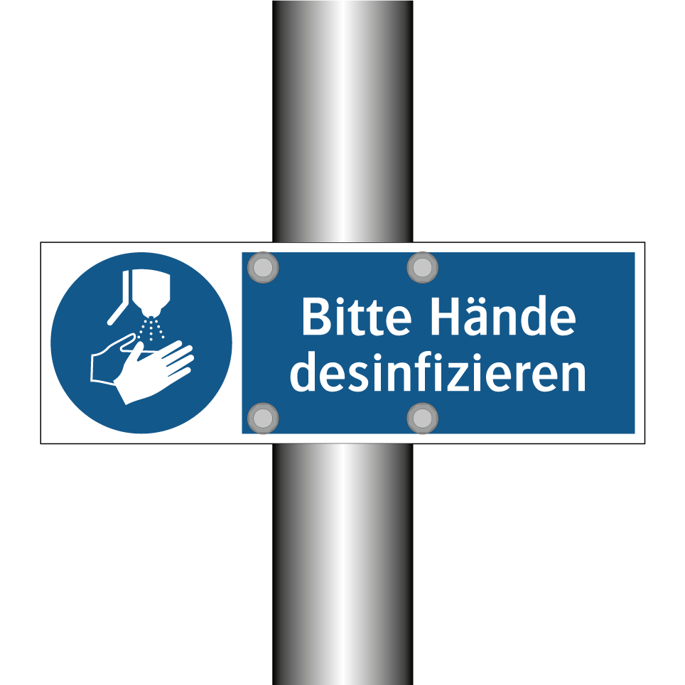 Bitte Hände desinfizieren