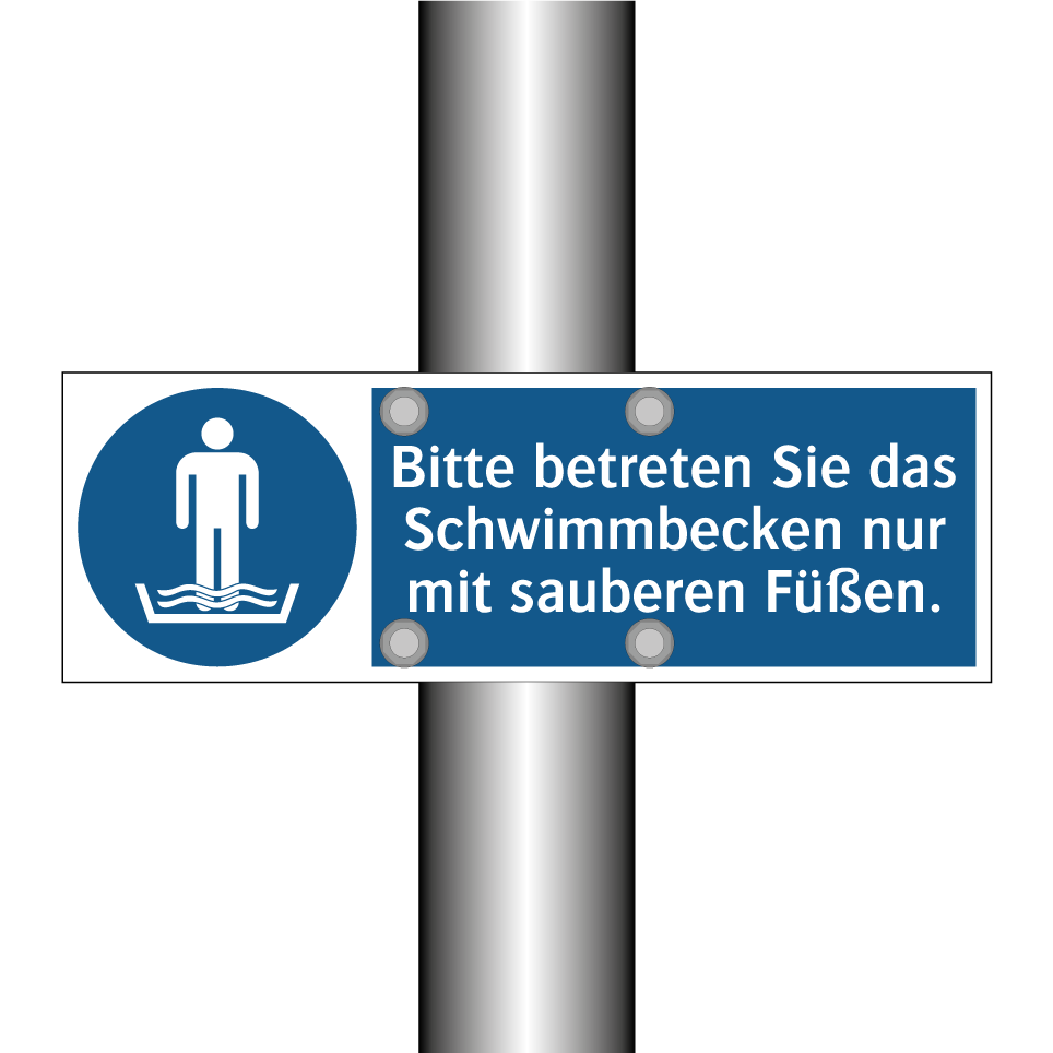 Bitte betreten Sie das Schwimmbecken nur mit sauberen Füßen.