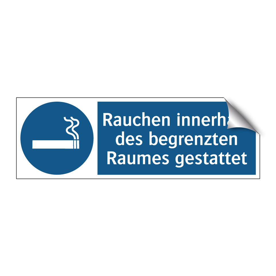 Rauchen innerhalb des begrenzten Raumes gestattet