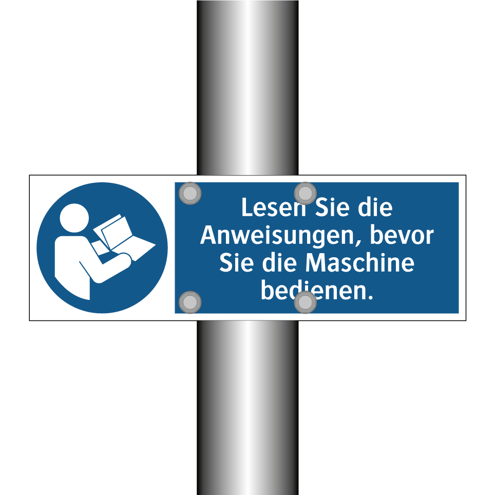 Lesen Sie die Anweisungen, bevor Sie die Maschine bedienen.