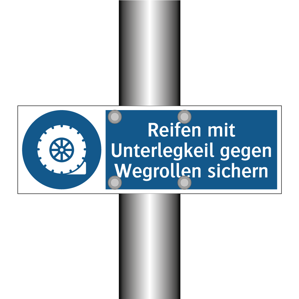 Reifen mit Unterlegkeil gegen Wegrollen sichern