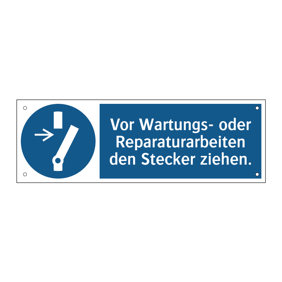 Vor Wartungs- oder Reparaturarbeiten den Stecker ziehen.