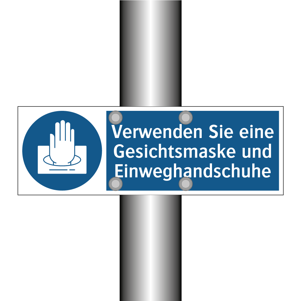 Verwenden Sie eine Gesichtsmaske und Einweghandschuhe