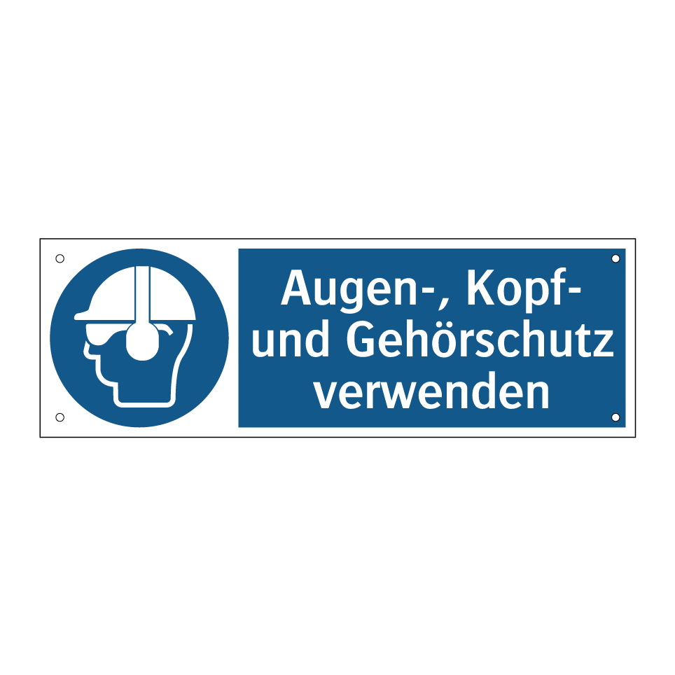 Augen-, Kopf- und Gehörschutz verwenden