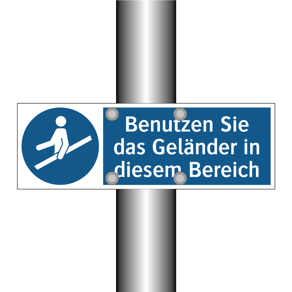 Benutzen Sie das Geländer in diesem Bereich