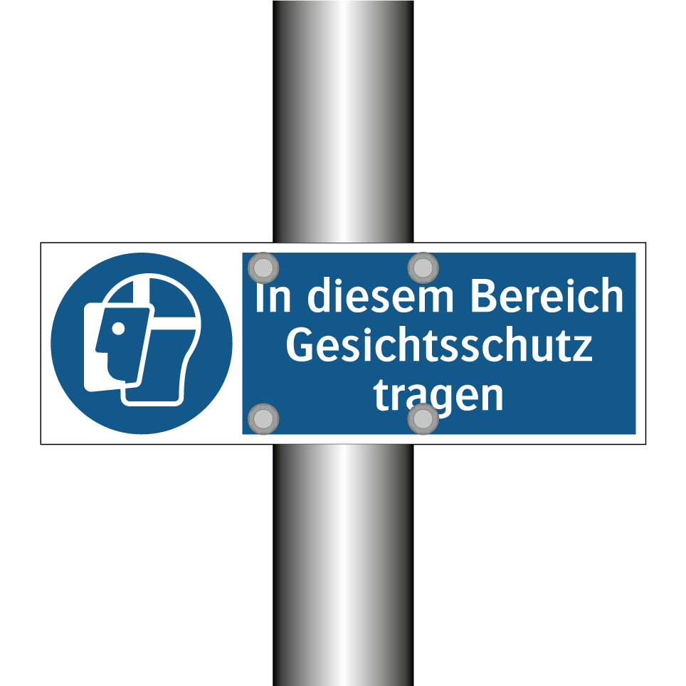 In diesem Bereich Gesichtsschutz tragen
