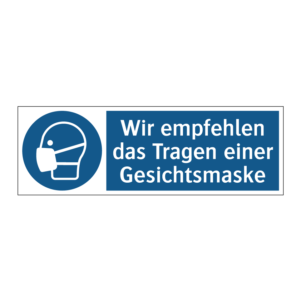 Wir empfehlen das Tragen einer Gesichtsmaske