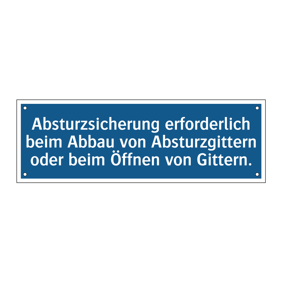Absturzsicherung erforderlich beim Abbau von Absturzgittern oder beim Öffnen von Gittern.