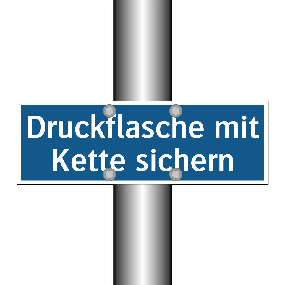 Druckflasche mit Kette sichern