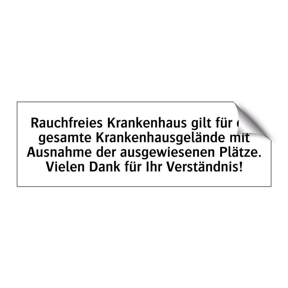 Rauchfreies Krankenhaus gilt für das gesamte Krankenhausgelände mit Ausnahme der ausgewiesenen Plätze. Vielen Dank für Ihr Verständnis!