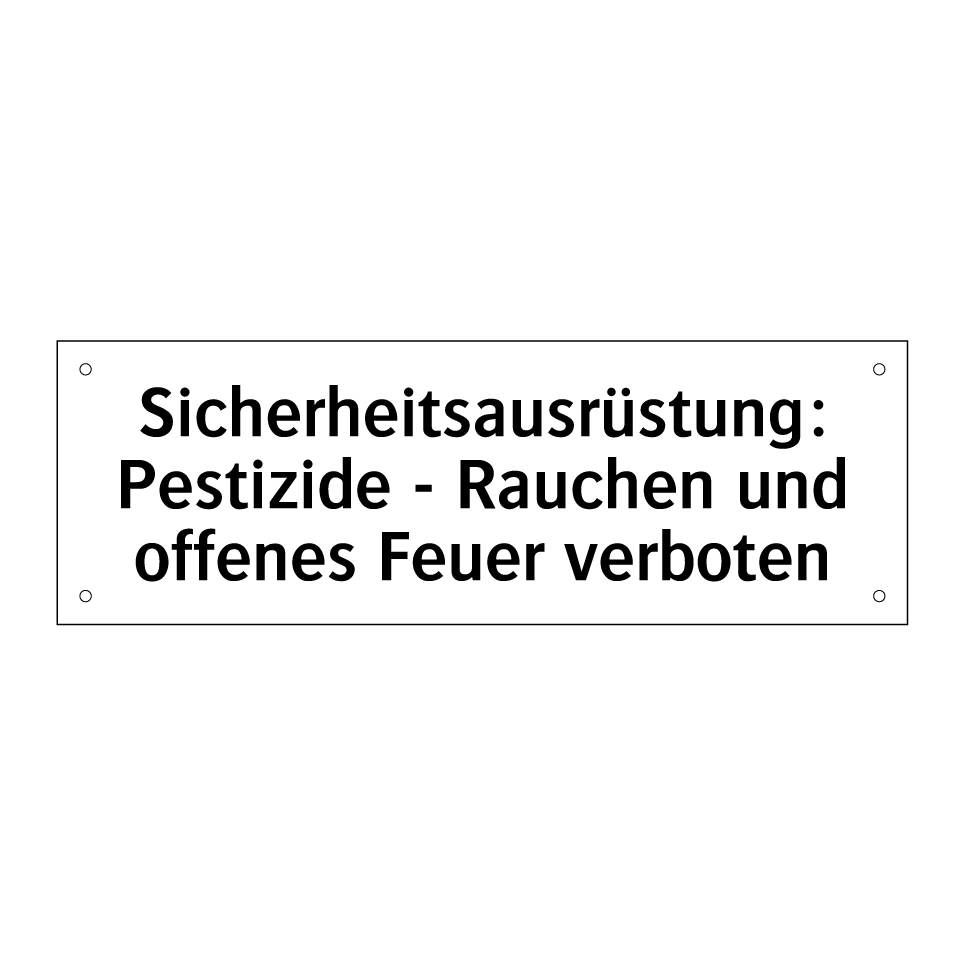 Sicherheitsausrüstung: Pestizide - Rauchen und offenes Feuer verboten