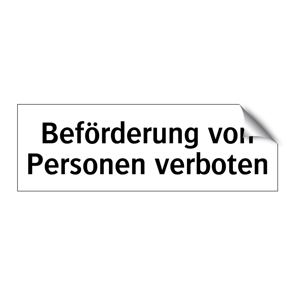 Beförderung von Personen verboten