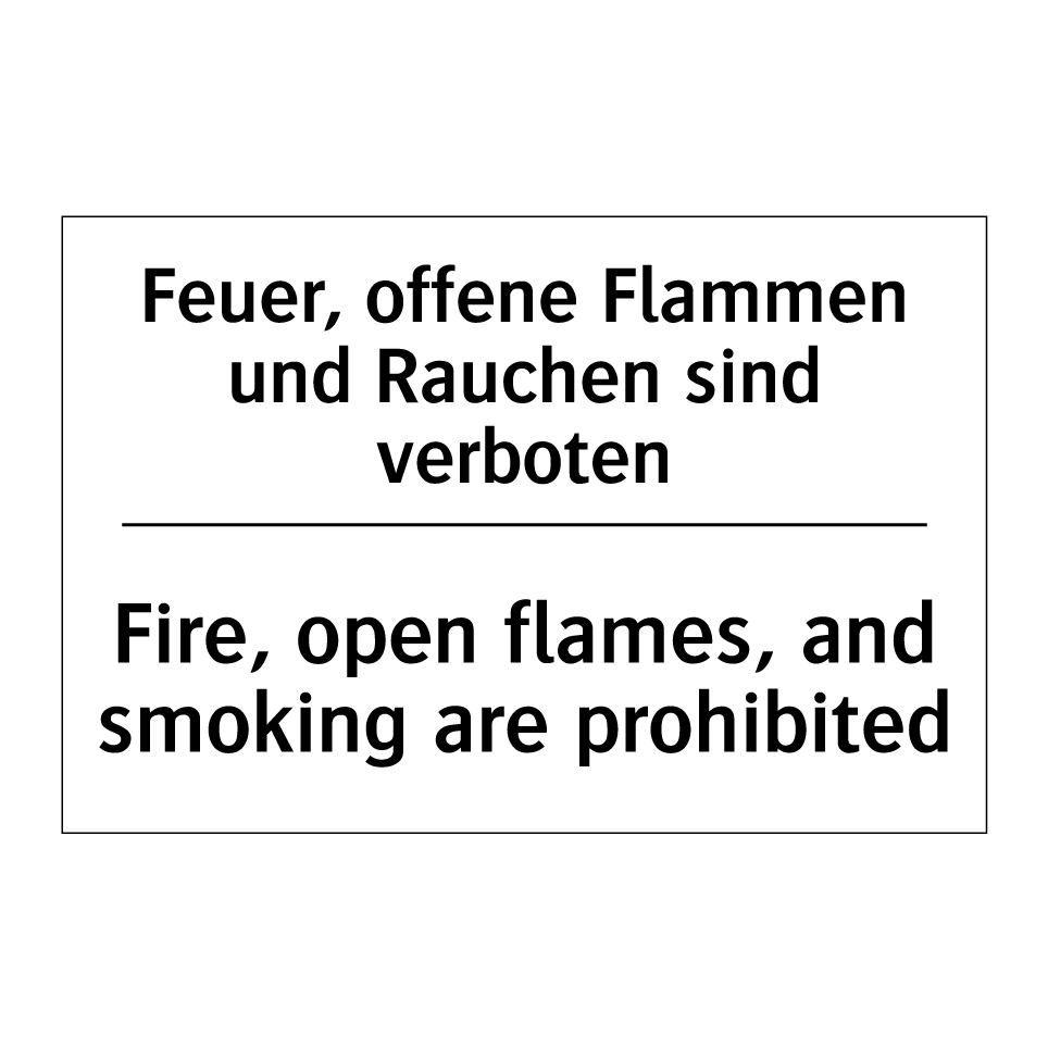 Feuer, offene Flammen und Rauchen /.../ - Fire, open flames, and smoking /.../