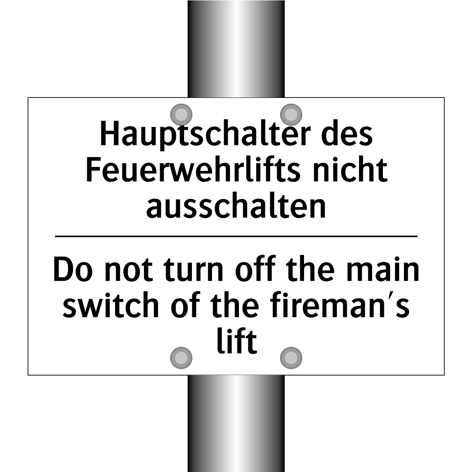 Hauptschalter des Feuerwehrlifts /.../ - Do not turn off the main switch /.../