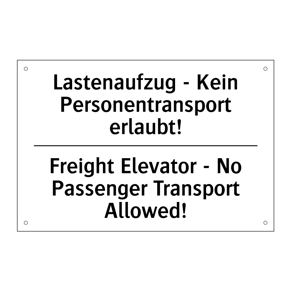 Lastenaufzug - Kein Personentransport /.../ - Freight Elevator - No Passenger /.../