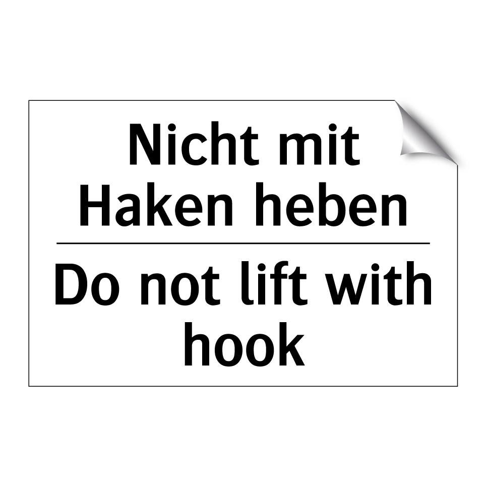 Nicht mit Haken heben - Do not lift with hook