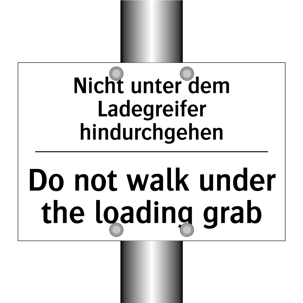 Nicht unter dem Ladegreifer hindurchgehen/.../ - Do not walk under the loading /.../