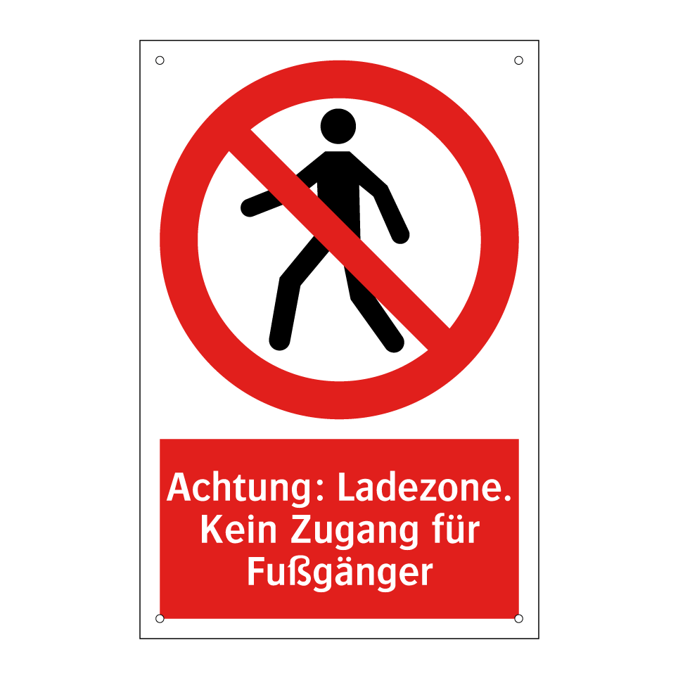 Achtung: Ladezone. Kein Zugang für Fußgänger