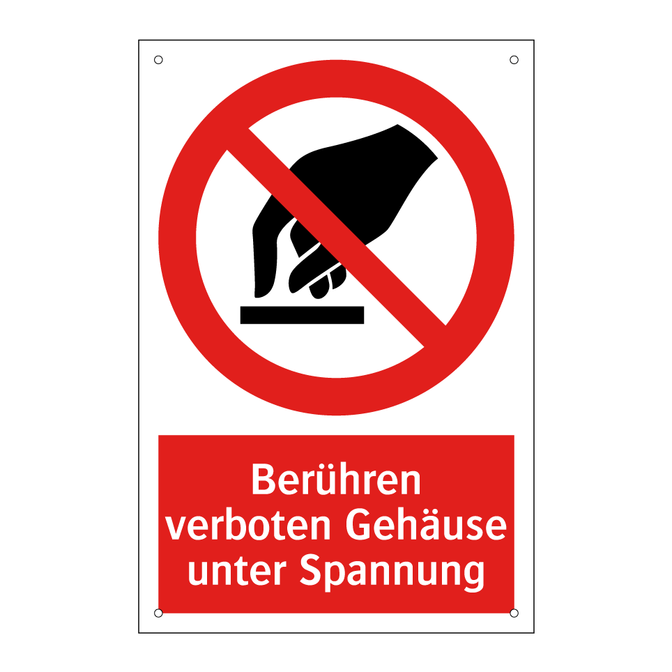 Berühren verboten Gehäuse unter Spannung