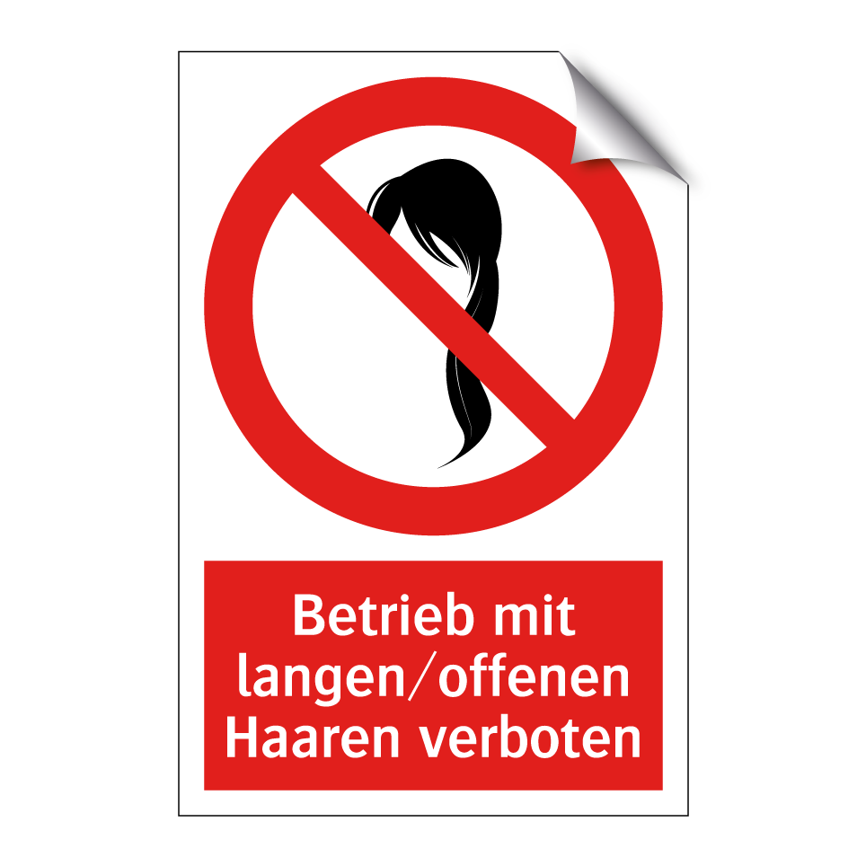 Betrieb mit langen/offenen Haaren verboten
