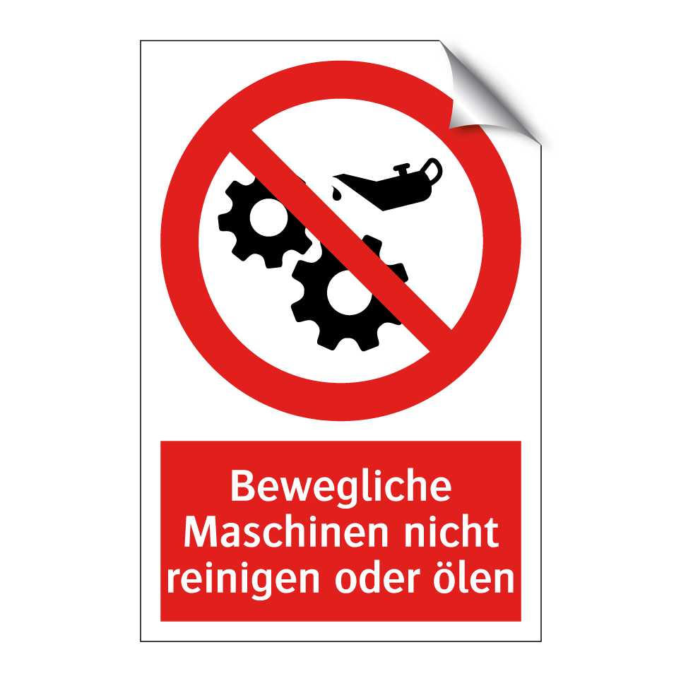 Bewegliche Maschinen nicht reinigen oder ölen