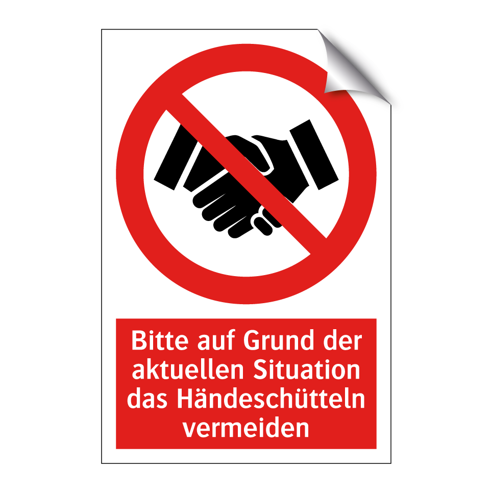 Bitte auf Grund der aktuellen Situation das Händeschütteln vermeiden