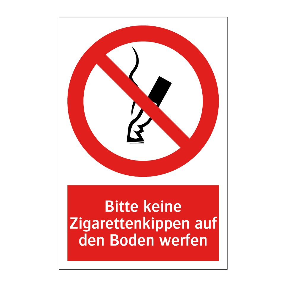 Bitte keine Zigarettenkippen auf den Boden werfen