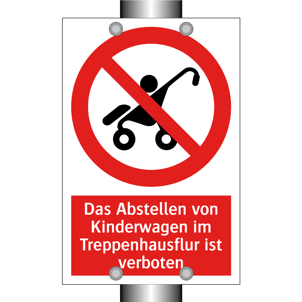 Das Abstellen von Kinderwagen im Treppenhausflur ist verboten