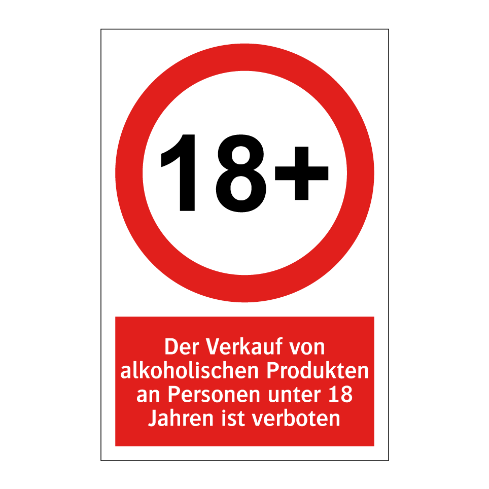 Der Verkauf von alkoholischen Produkten an Personen unter 18 Jahren ist verboten