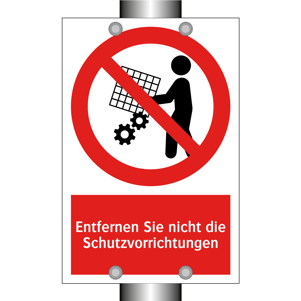 Entfernen Sie nicht die Schutzvorrichtungen