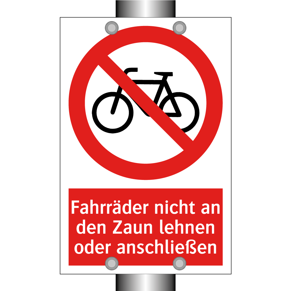 Fahrräder nicht an den Zaun lehnen oder anschließen