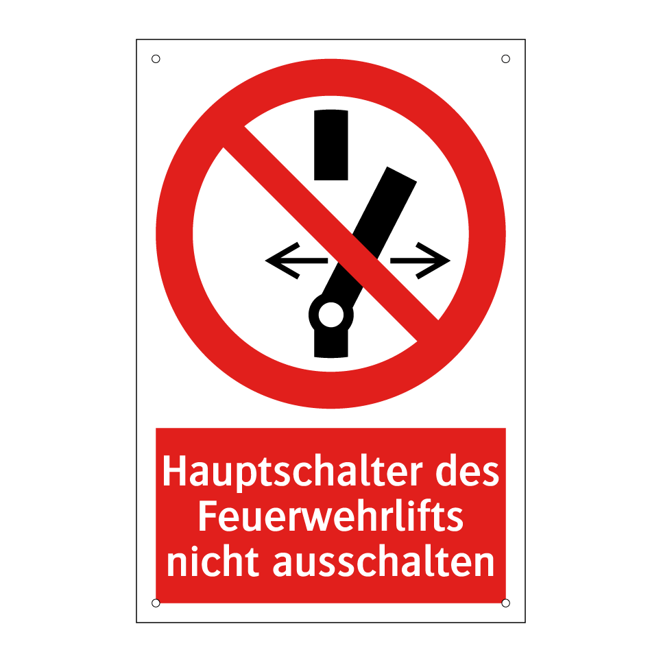 Hauptschalter des Feuerwehrlifts nicht ausschalten