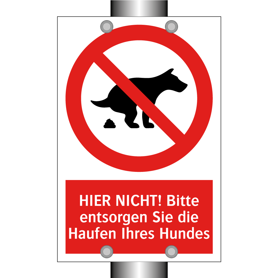 HIER NICHT! Bitte entsorgen Sie die Haufen Ihres Hundes