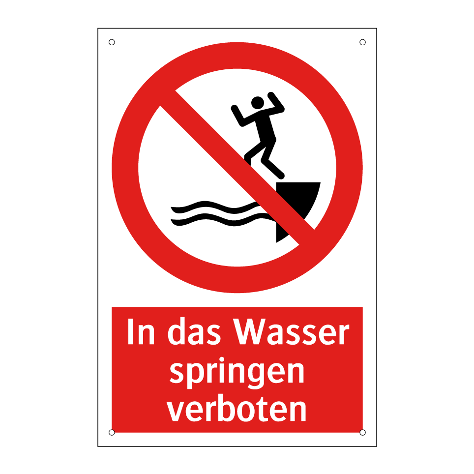 In das Wasser springen verboten