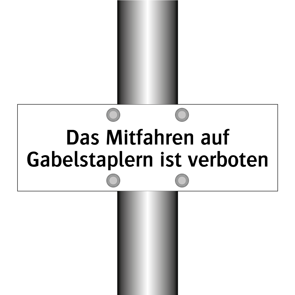 Das Mitfahren auf Gabelstaplern ist verboten