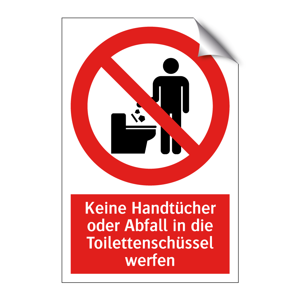 Keine Handtücher oder Abfall in die Toilettenschüssel werfen