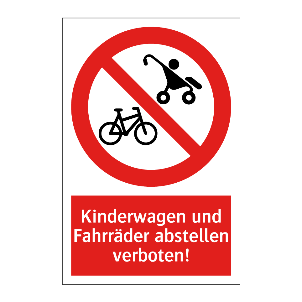 Kinderwagen und Fahrräder abstellen verboten!