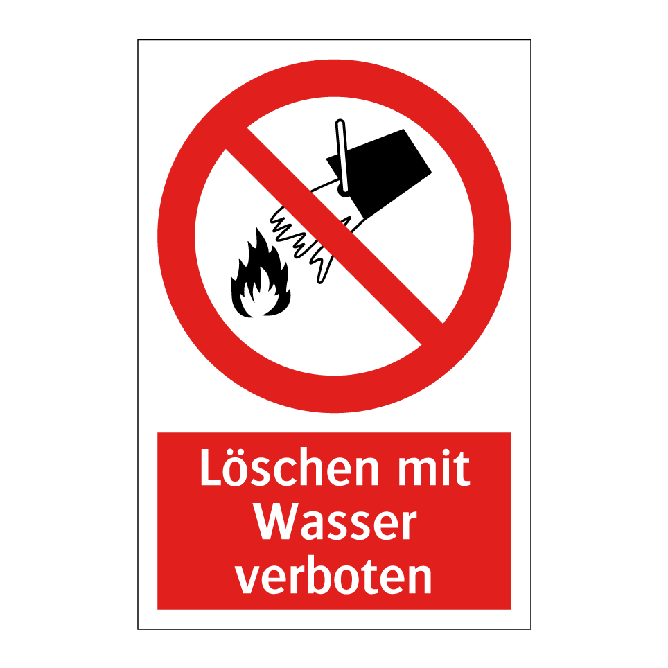Löschen mit Wasser verboten