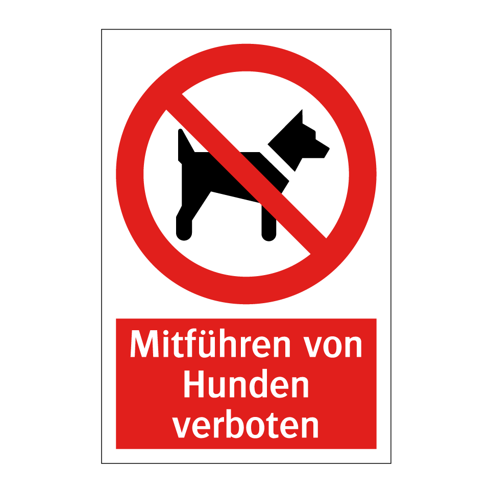Mitführen von Hunden verboten