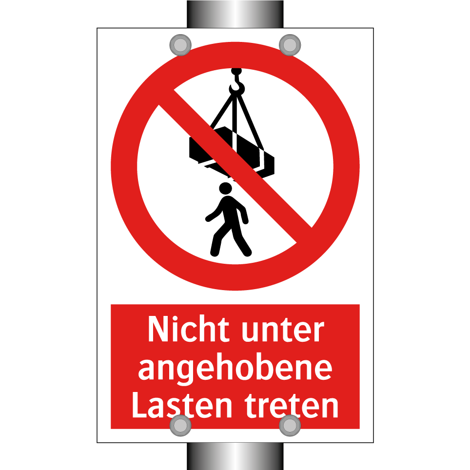 Nicht unter angehobene Lasten treten