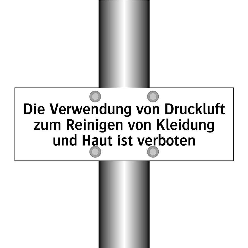 Die Verwendung von Druckluft zum Reinigen von Kleidung und Haut ist verboten