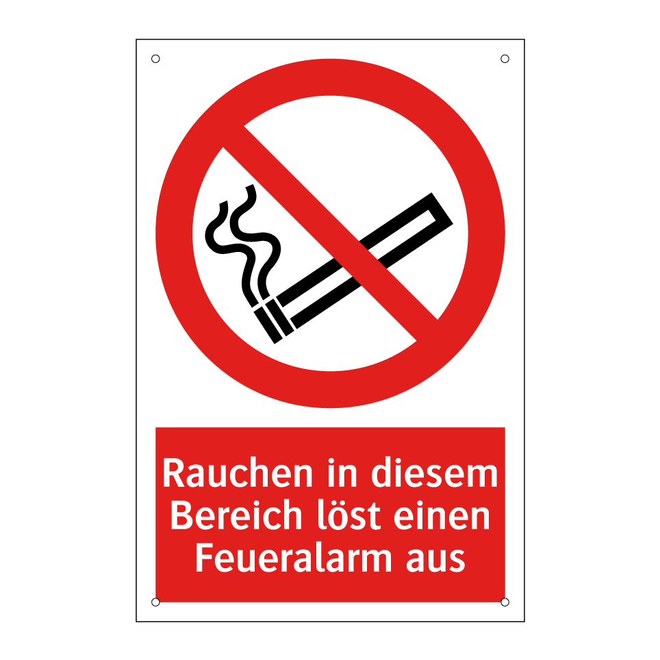 Rauchen in diesem Bereich löst einen Feueralarm aus