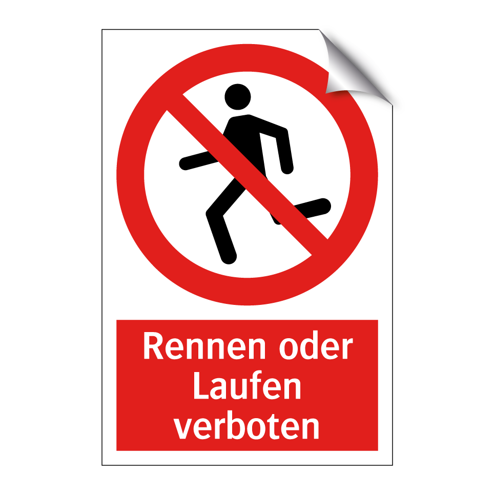 Rennen oder Laufen verboten