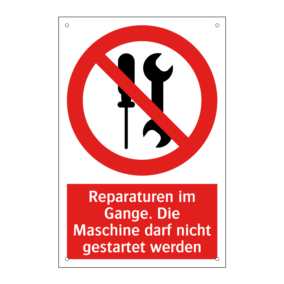 Reparaturen im Gange. Die Maschine darf nicht gestartet werden
