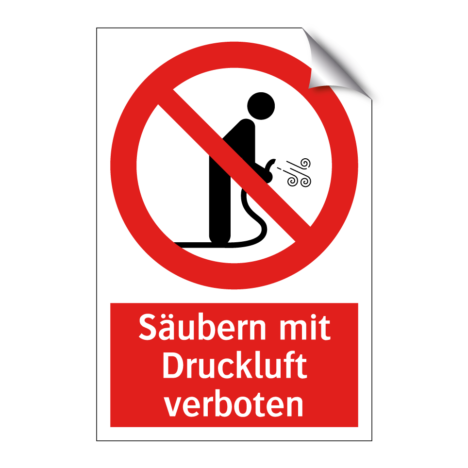 Säubern mit Druckluft verboten